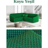 Furkan Ticaret Bürümcük Kumaş, Eteksiz L Köşe Koltuk Örtüsü 1 Adet Esnek, Lastikli, Süngerli L Koltuk Kılıfı - Yeşil - 180 x 230 cm