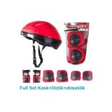 Furkan Toys Çocuk Için Kask Dizlik Dirseklik Koruyucu Set Kırmızı Kırmızı