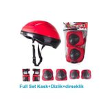Furkan Toys Çocuk Için Kask Dizlik Dirseklik Koruyucu Set Kırmızı