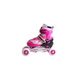 Furkan Toys Çocuk Pateni 1. Seri 2+2 Ayarlanabilir Ön Tekerleği Işıklı Metal Alıştırma Pateni Freeride/Street Pembe 34-37 34-37