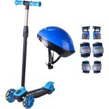 Furkan Toys Cool Wheels 3 Yaş Üstü Mavi Twist Işıklı Scooter Kask Seti