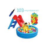 Furkan Toys Kaydırak Oyun Havuzu (102x25Cm) 100 Adet Oyun Topu, Havuz, Pompa