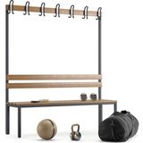 Furni 24 Ayakkabılıksız 4 Ayaklı Tek Taraflı Bank, 7 Adet Kanca, 150 x 43 x 170 cm , Vestiyer Bankı, Spor Bankı - Antrasit - 150cm
