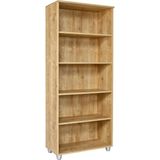 Furni 24 Kitaplık, Dosya Dolabı, Malzeme Rafı 190 x 80 x 40 cm Safir Meşe