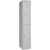Furni 24 Metal Elbise Dolabı, Kilitlenebilir Dolap, Soyunma Dolabı, Elbise Dolabı, 2 Bölmeli Dolap - Gri - 30x50x180 2 kapılı