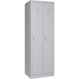 Furni 24 Metal Soyunma Dolabı 60 x 50 x 180 cm , Elbise Dolabı, Kilitlenebilir Dolap, 2 Kapılı Dolap - Gri - 60x50x180 2 Kapılı
