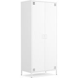 Furni 24 Pera Metal Elbise Dolabı, Soyunma Dolabı, Iki Kapılı, 80,50 x 50 x 189,50 cm - Beyaz