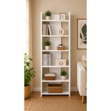 FURNICI 5 Raflı Modern BEYAZ Kitaplık Çok Amaçlı Dekoratif Raf Ünitesi 160x64x29,5 cm
