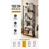 FURNICI Çok Amaçlı 5 Raflı 60x150 cm Beyaz Dekoratif Raf Ünitesi Kitaplık