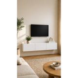 FURNICI Modern TV Ünitesi Sehpası Duvara Monte 3 Kapaklı Beyaz