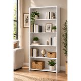 FURNICI Zeta 5 Raflı Kitaplık Beyaz | Modern Dekoratif Kitaplık | Çok Amaçlı Raflı Dolap