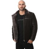 Furniq UK Erkek Kahverengi İçi Gri Kürklü Süet Ceket - M - Kahverengi - Gri
