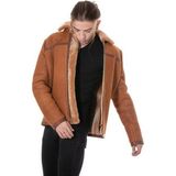 Furniq UK Erkek Taba Kürklü Deri Ceket - M