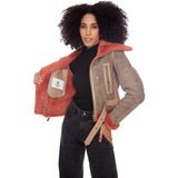 Furniq UK Kadın Bej Kısa Mercan Kürklü Süet Ceket - XL