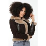 Furniq UK Kadın Kahverengi Kısa Süet Ceket - M