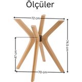 Furnirem 4 Ayaklı Kelebek Masa Ayağı | Ahşap, Cam & Mermer Tabla Uyumlu - Natürel - Cam Masa Tablası Kaydırmaz Silikon