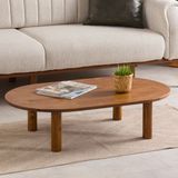 Furnirem Masif Çam Ahşap Oval Orta Sehpa Modern Salon Sehpası 76X45 cm - large - Ceviz