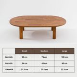 Furnirem Masif Çam Ahşap Oval Orta Sehpa Modern Salon Sehpası 76X45 cm - large - Koyu Ceviz