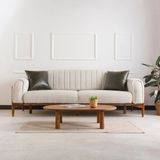 Furnirem Masif Çam Ahşap Oval Orta Sehpa Modern Salon Sehpası 76X45 cm - small - Ceviz