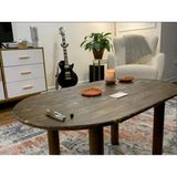 Furnirem Masif Çam Ahşap Oval Orta Sehpa Modern Salon Sehpası 76X45 cm - small - Koyu Ceviz