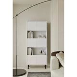 Furnitt Home Hitit Beyaz Kitaplık 175 Cm - Vitrin - Gümüşlük (100% Mdf) Metal Ayak
