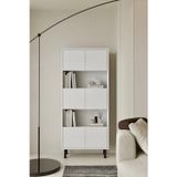 Furnitt Home Hitit Beyaz Kitaplık 175 Cm - Vitrin - Gümüşlük (100% Mdf) Metal Ayak