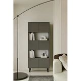 Furnitt Home Hitit Gri Kitaplık 175 Cm - Vitrin - Gümüşlük (100% Mdf) Metal Ayak