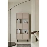 Furnitt Home Hitit Kumtaşı Bej Kitaplık 175 Cm - Vitrin - Gümüşlük (100% Mdf) Metal Ayak