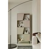 Furnitt Home Roma Kumtaşı Bej Kitaplık 175 Cm - Vitrin - Gümüşlük (100% Mdf) Metal Ayak