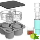 FURNSII Stanley Cup için buz kalıbı, kapaklı silikon buz kalıbı, 4 büyük silindirik buz küpü üretimi, BPA içermez, Stanley Ice Cube Mold için buz küpü kabı, buz aksesuarı
