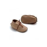 furomebebe Kız / Erkek Sütlü Kahve Camel Renk El Yapımı Bağcıklı Süet Makosen Ayakkabı