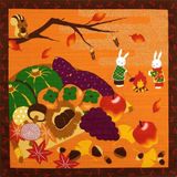 Furoshiki Japon Sarma Bezi Sevimli%100 Pamuklu Kumaş Öğle Yemeği Bezi Japonya'da Üretilmiştir Boyut 49,8 cm x 49,8 cm Tavşan Hasat Festivali Sonbahar