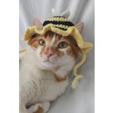 Furrever Crochet Arı Bucket Şapka Örgü Kedi Köpek Şapkası Evcil Hayvan Şapkası Pet Aksesuarları