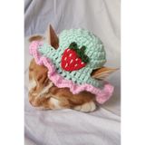Furrever Crochet El Yapımı Tığ İşi Örgü Kedi Köpek Şapkası,%100 Anti-Pilling Bebek İpi, Gökkuşağı Çizgili, Çene Askılı, Fotoğraf Çekimi için