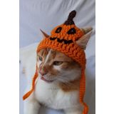 Furrever Crochet Jack-O-Lantern Balkabağı Örgü Kedi Köpek Şapkası Halloween Pet Aksesuar Korkunç Turuncu Pumpkin Bere