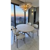 Fursimo Adore Serisi Açılabilir Yemek Masası Takımı 100X100 → 135X100 cm | 1. Sınıf Mdf Lak Panel | Metal Ayak | 4 Sandalyeli - Beyaz