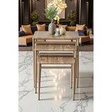 Fursimo Damrin Serisi Ceviz Desen 1. Sınıf Mebran Mdf 3’lü Zigon Sehpa Takımı - Bronz Ayak - Ceviz Desenli - Bronz Ayak