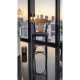 Fursimo Vegas Serisi 75 cm Ahşap Sırtlı Bar Sandalyesi – 1.sınıf Paslanmaz Metal Ayaklı - Siyah