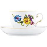 Fürstenberg Alt Furstenberg Bunte Blume Porselen Çay Fincanı ve Tabağı - Standart