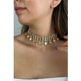 Furtek Aksesuar Kadın Fragranza Model Kristal Zirkon Taşlı Gold Kaplama Pırlanta Gerdanlık Tasma Choker Günlük Kolye