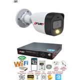 FURY 1 Kameralı 1080P 2Mp Görüntü Gece Renkli Full Hd Ultra Led Gece Renkli Güvenlik Kamerası Seti 320GB