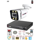 Fury 1 Kameralı 1080p Görüntü Gece Renkli-su Geçirmez Full Hd Ultra Led Güvenlik Kamerası Seti 320gb