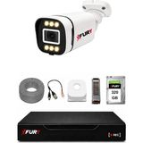 Fury 1 Kameralı 5mp Lens 1080P 6 Warm LED Renkli Gece Görüşlü Güvenlik Kamera Sistemi 320GB 1606