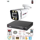 FURY 1 Kameralı Full Hd Gece Renkli - Su Geçirmez Ultra Led Güvenlik Kamerası Seti 320GB