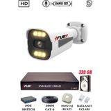 Fury 1 Kameralı Ip Güvenlik Kamerası Seti Sesli 4mp Gece Renkli Su Geçirmez 1506S 320GB