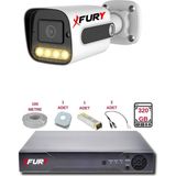 Fury 1 Kameralı Set Full Hd Gece Renkli Görüş - Cepten Izle-Su Geçirmez Güvenlik Kamerası Seti 320GB - Beyaz