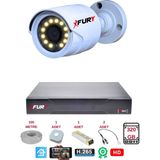 Fury 1 Li Gece Renkli Görüş Güvenlik Kamerası Full Hd-Su Geçirmez Güvenlik Kamerası Seti 320Gb