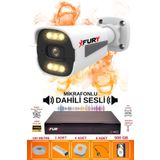Fury 1 Li Sesli 6 Warm LED Gece Renkli Görüş Su Geçirmez Güvenlik Kamerası Seti 500GB