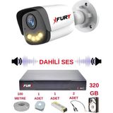 Fury 1 Li Sesli Gece Renkli Görüş Güvenlik Kamerası Su Geçirmez Güvenlik Kamerası Seti 5590S 320Gb