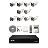 Fury 10 Kameralı 5mp Lens 1080P 6 Warm LED Renkli Gece Görüşlü Güvenlik Kamera Sistemi 1tb 1606